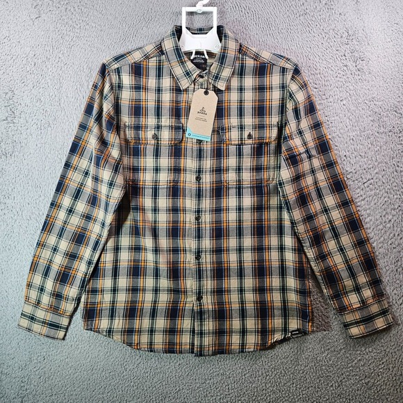 NWT Prana‎ Edgewater Shirt Men Small Button Up Long Sleeve Multicolor Plaid Soft - Picture 1 of 9
